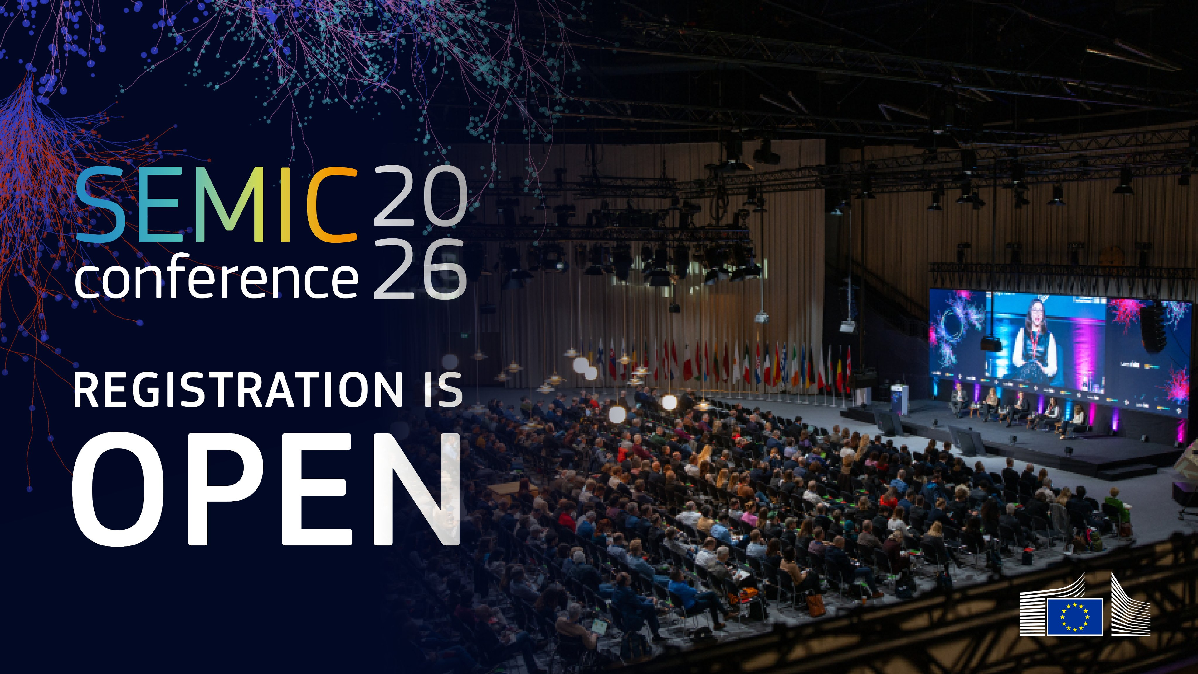 Image from previous SEMIC conference with the text: SEMIC conference 2026 - registration is open